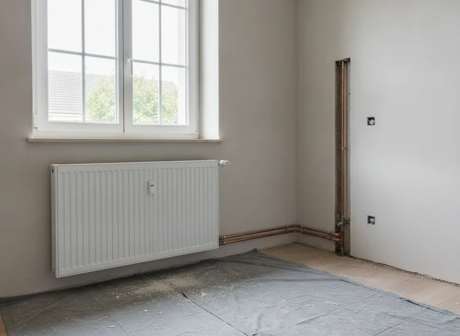 Radiateur basse température installé à la place d'un convecteur dans un pavillon de Laxou